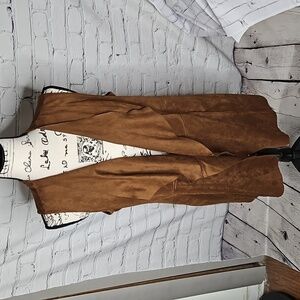 Chico's Faux Suede Open Front Vest Brown Size Small